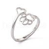 201 Stainless Steel Heart & Dog Paw Prints Adjustable Ring for Women RJEW-K238-09P-3
