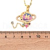 304 Stainless Steel Hot Pearl Enamel Constellation Planet Pendant Necklaces NJEW-D310-01H-G-3