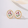 Elegant Alloy Enamel Flower Stud Earrings VA1196-4