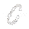 Hollow Heart S925 Sterling Silver Micro Pave Cubic Zirconia Open Cuff Rings for Women RJEW-R013-01S-4