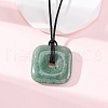 Natural Green Aventurine Square Pendants Black PU Leather Cord Necklaces NJEW-K285-01B-2