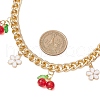Red Glass Cherry & Alloy Enamel White Flower Charm Aluminum Curb Chain Bag Decorative Chains AJEW-BA00150-3