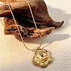 304 Stainless Steel Flower Pendant Necklaces for Women NJEW-U038-01G-1