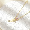 Brass Micro Pave Cubic Zirconia Pendant Necklaces NJEW-S441-03C-G-2
