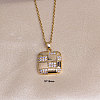 Square 304 Stainless Steel Crystal Rhinestone Pendant Necklaces & Stud Earrings Sets FS-WGB49B1-02-3