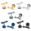 FIBLOOM 10Pcs 5 Colors Stainless Steel Spanner Tool Stud Earrings for Men EJEW-FI0001-82-1