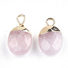 Electroplate Natural Rose Quartz Charms X-G-S344-09E-2