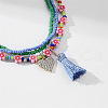 Flower Glass Seed Beaded Tassel Stretch 3 Layered Waist Belly Chains for Bikini FS-WGAC619-01-2