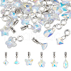 30Pcs 6 Style AB Color Plated Facted Glass Pendants PALLOY-AB00034-1