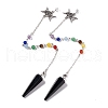 Mixed Gemstone Hexagonal Pointed Cone Dowsing Pendulum Pendants G-G983-05P-3