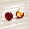 Brass Enamel Stud Earrings for Women EJEW-U055-23A-G-1