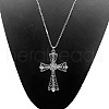 Alloy Crystal Rhinestone Cross Pendant Necklaces PS3143-2