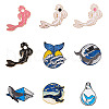 Kissitty 9pcs 9 style Alloy Enamel Brooches JEWB-KS0001-06-7