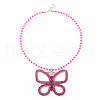 Delicate Zinc Alloy Full Rhinestone Butterfly Pendant Necklaces for Women FS-WGCC89D-02-2