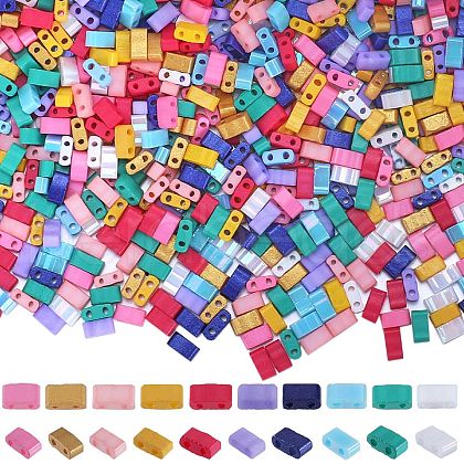 SUNNYCLUE 800Pcs 10 Styles 2-Hole Baking Paint Glass Seed Beads SEED-SC0001-44A-1