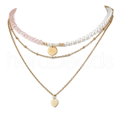 Shell Pearl Necklaces NJEW-JN04893-1