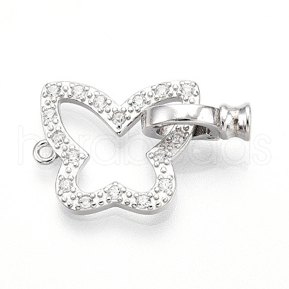 925 Sterling Silver Micro Pave Clear Cubic Zirconia Fold Over Clasps STER-T008-06P-1