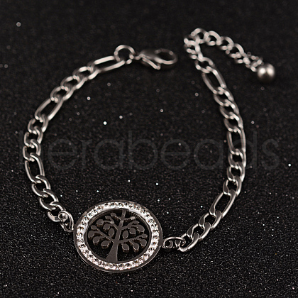 Tree of Life 304 Stainless Steel Link Bracelets BJEW-L576-22P-1