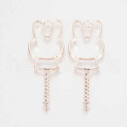 Alloy Bunny Open Back Bezel Pendants TIBE-S308-08RG-1