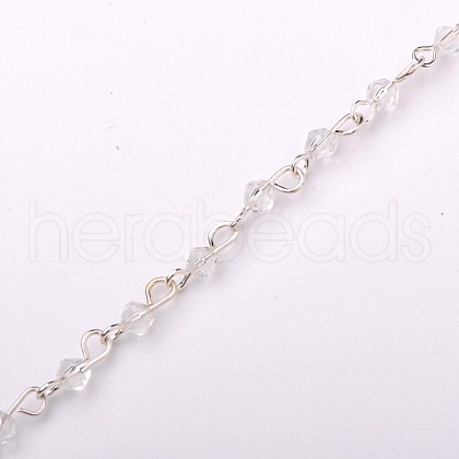 Handmade Bicone Glass Beads Chains for Necklaces Bracelets Making AJEW-JB00048-01-1