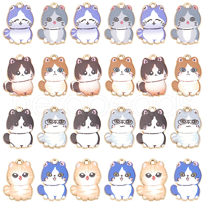 SUNNYCLUE 32Pcs 8 Styles Printed Enamel Alloy Pendants ENAM-SC0005-40-1