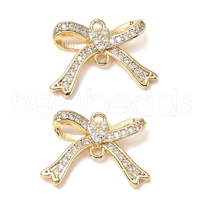 Brass Micro Pave Clear Cubic Zirconia Connector Charms KK-A259-37G-1