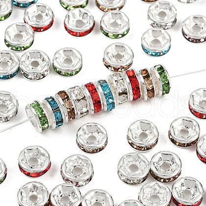 Brass Grade A Rhinestone Spacer Beads RB-A014-Z6mm-S-1