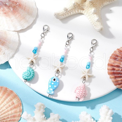 3Pcs Handmade Porcelain Pendant Decorations HJEW-JM03211-1