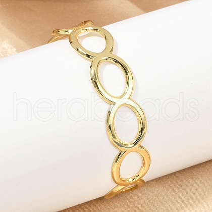 Hollow Out 304 Stainless Steel Cuff Bangles for Women BJEW-Z097-05G-1