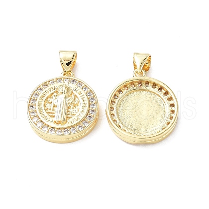Brass Micro Pave Cubic Zirconia Pendants KK-F845-20G-1
