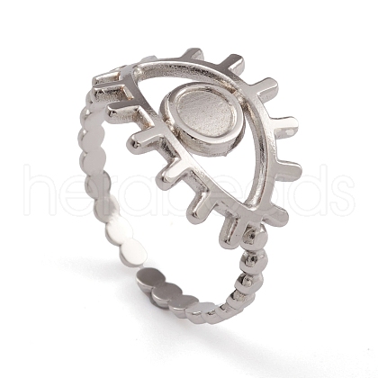 Non-Tarnish 304 Stainless Steel Eye Open Cuff Rings for Women RJEW-G285-76P-1