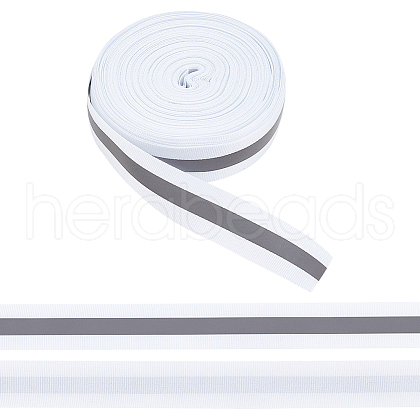 WADORN 25 Yards Reflective Polyester Striped Ribbon DIY-WR0003-74B-1