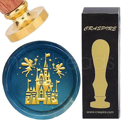 Brass Wax Seal Stamp with Wood Handle AJEW-WH0412-0329-1
