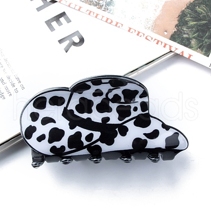 Hat with Cow Pattern PVC Plastic Claw Hair Clips PW-WG82604-01-1