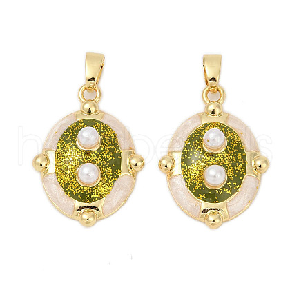 Brass Enamel Pendants KK-U068-03G-1