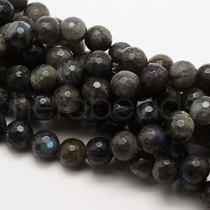 Natural Labradorite Round Bead Strands G-E251-32-8mm-1