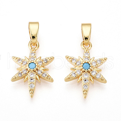 Brass Micro Pave Cubic Zirconia Pendants KK-T070-59B-G-1