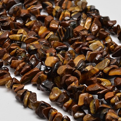 Chip Natural Tiger Eye Beads Strands X-G-N0134-09-1