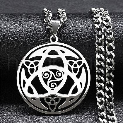 304 Stainless Steel Pendant Necklaces NJEW-C042-01P-1