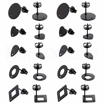 SUNNYCLUE 30Pcs 5 Style 304 Stainless Steel Stud Earring Findings STAS-SC0004-31-1