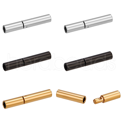   6Pcs 3 Colors 304 Stainless Steel Bayonet Clasps FIND-PH0021-89A-1