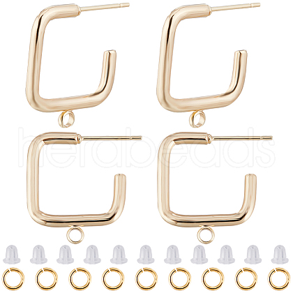 CREATCABIN 20Pcs Rectangle Brass Stud Earrings Findings DIY-CN0002-92-1