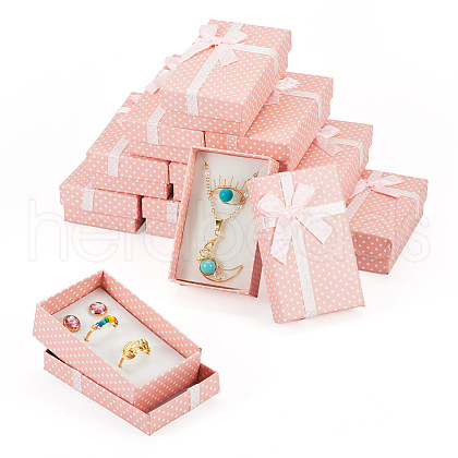 Polka Dot Print Cardboard Jewelry Gift Boxes with Bowknot CON-TAC0001-10A-1