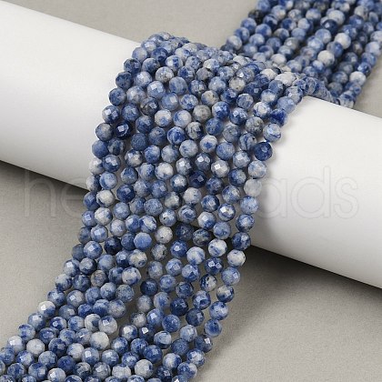 Natural Blue Spot Jasper Beads Strands G-A252-A02-4mm-1