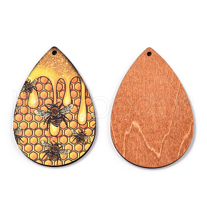 Single Face Printed Wood Big Pendants WOOD-TAC0021-02-1