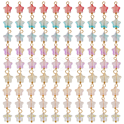 90Pcs 9 Colors Electroplate Glass Charms PALLOY-GO00012-1