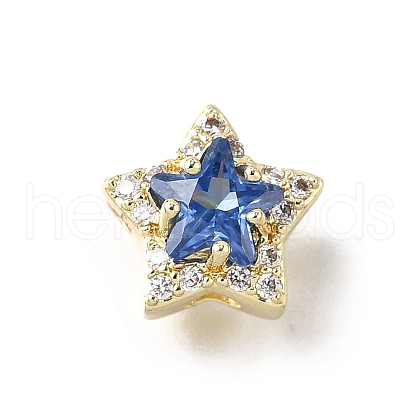Brass Micro Pave Cubic Zirconia Beads KK-D379-01G-07-1