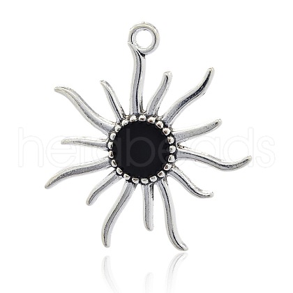 Antique Silver Alloy Enamel Sun Pendants ENAM-M020-02-1