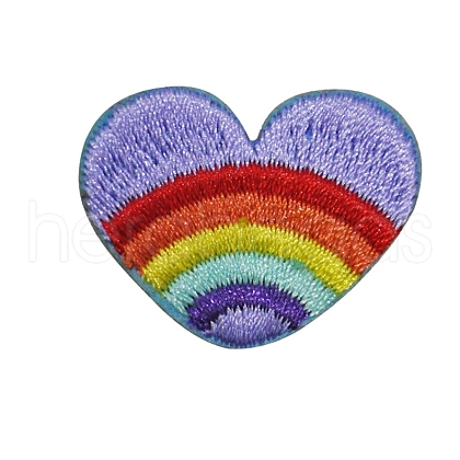 Love Heart with Rainbow Computerized Embroidery Cloth Iron on Patches WG25475-03-1