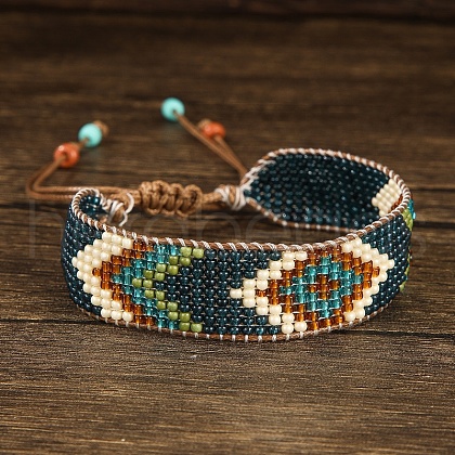 Bohemian Style Glass Bead Braided Bracelets ZD3902-4-1